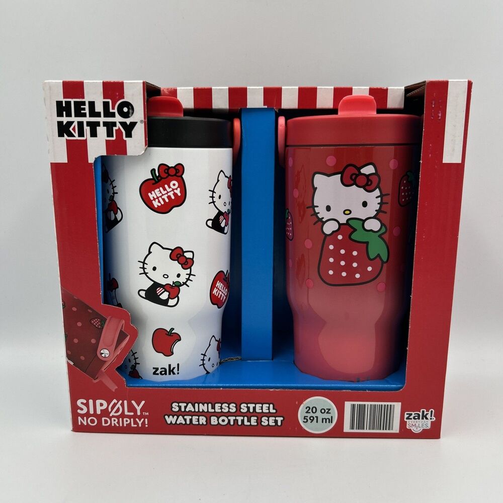 Zak Hello Kitty Sutton Siply Flex Grip 20 oz Tumbler 2 Pack Strawberry NIB